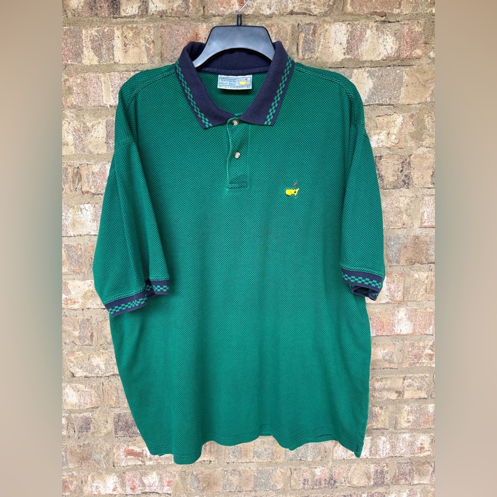 Augusta National Golf Shop Slazenger Green & Navy Short Sleeve Golf Polo Size XL